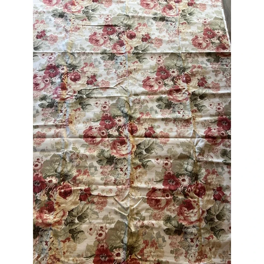 Richloom Floral Fabric 2.7 Yards Burgundy Sage Cream‎ Rose Cottagecore Textile
